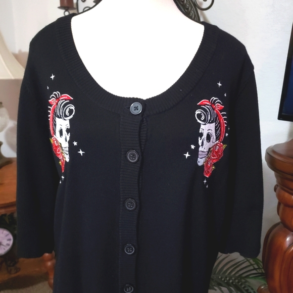 NWT Torrid Pin-up Rockabilly Skull Button Down Cardigan Size 3 - Picture 6 of 8